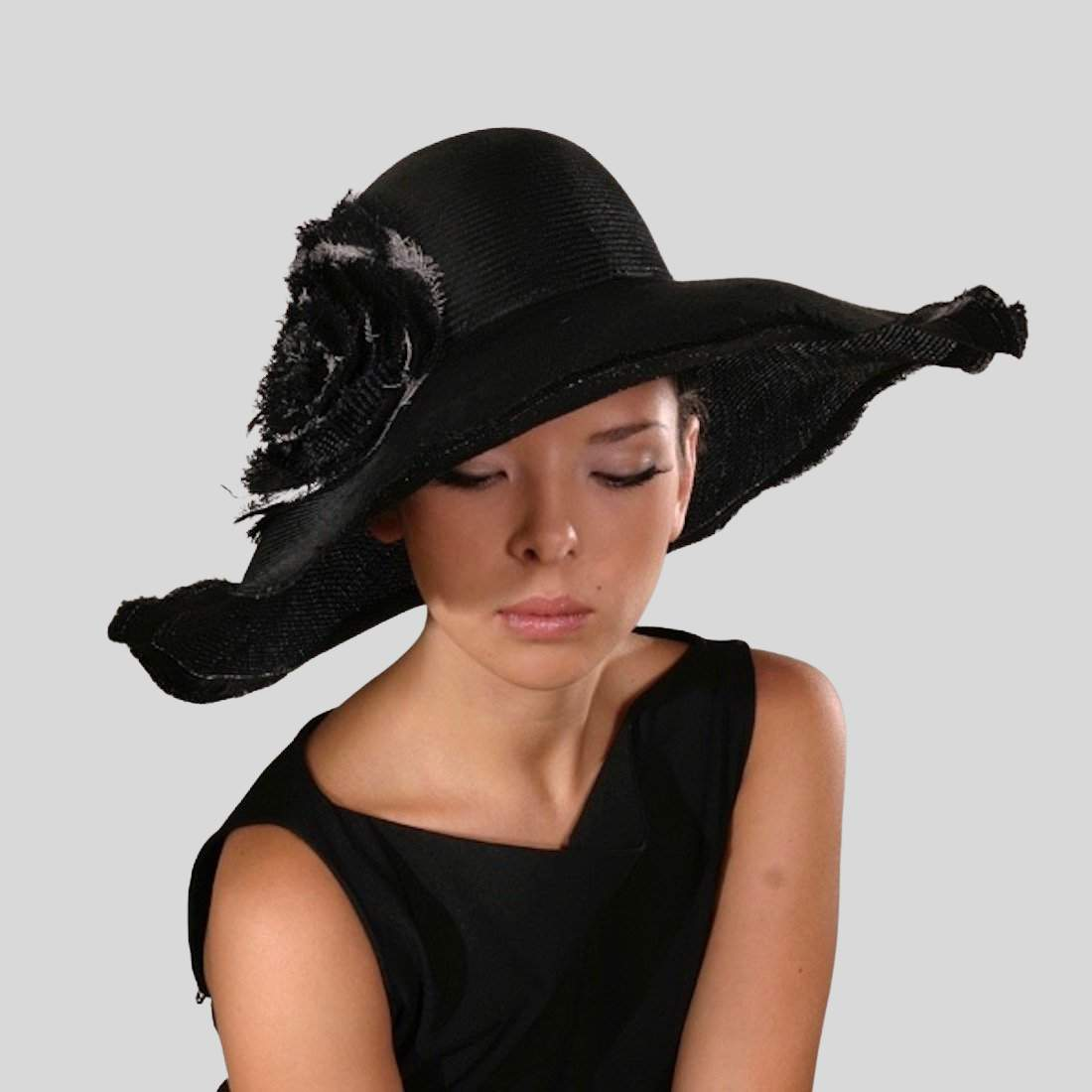 Chic Wide Brim Derby Hat-DivaHats-Brimmer,Straw hats